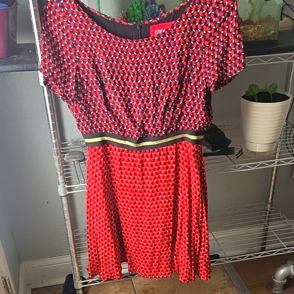 Anthropologie Red and Black Mini Dress